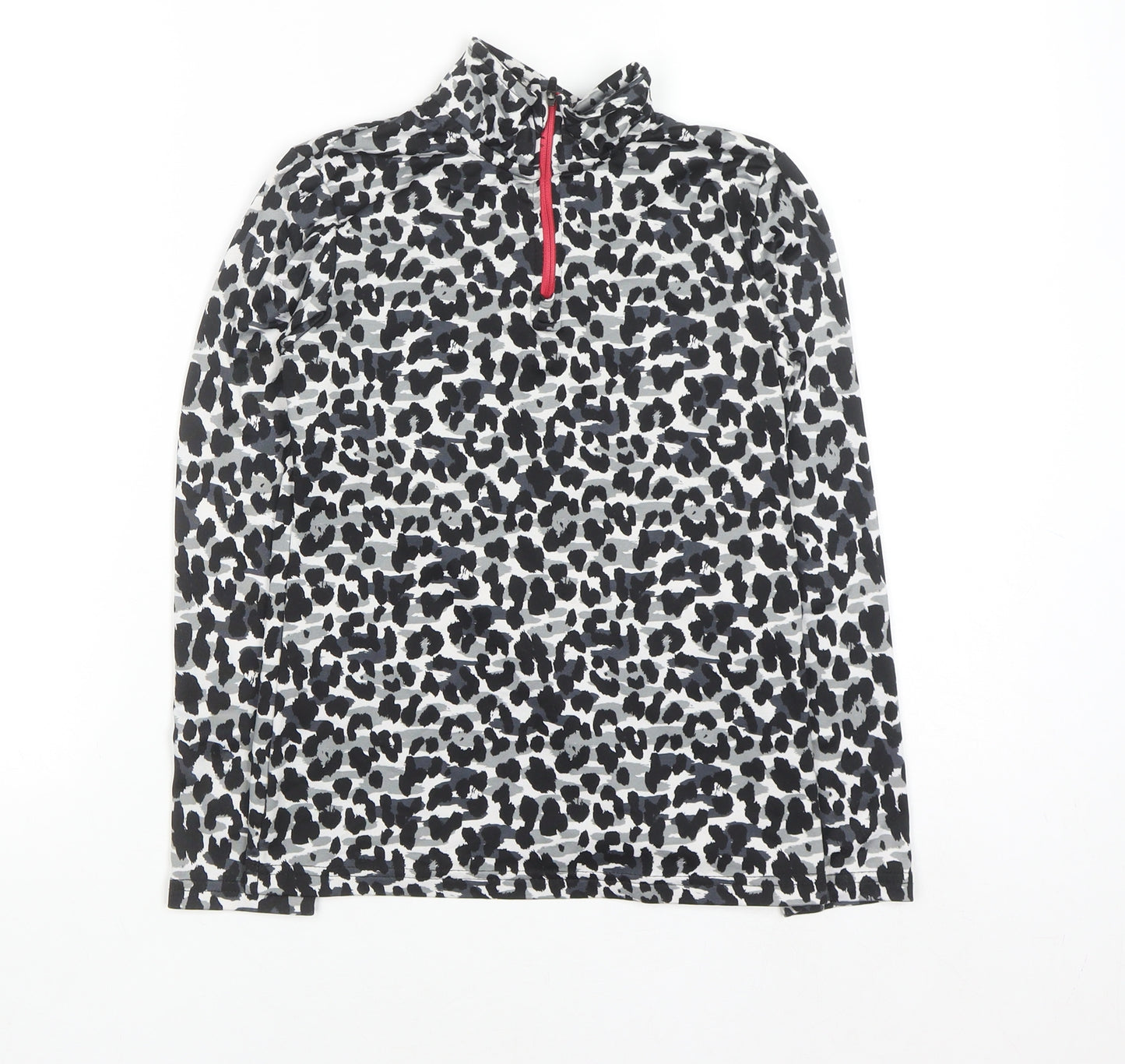 Crivit Girls Grey Animal Print 1/4 Zip Active Sweatshirt 10 Years