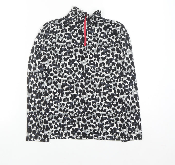 Crivit Girls Grey Animal Print 1/4 Zip Active Sweatshirt 10 Years