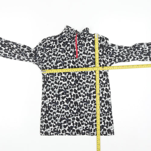Crivit Girls Grey Animal Print 1/4 Zip Active Sweatshirt 10 Years