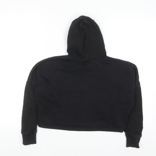 Puma Girls Black Hooded Pullover Sweatshirt 9-10 Years Logo Crop Style