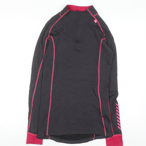 Helly Hansen Womens Black Pink Long Sleeve Pullover Sweatshirt Size L Merino Wool Blend