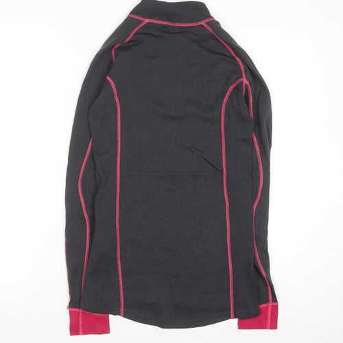 Helly Hansen Womens Black Pink Long Sleeve Pullover Sweatshirt Size L Merino Wool Blend