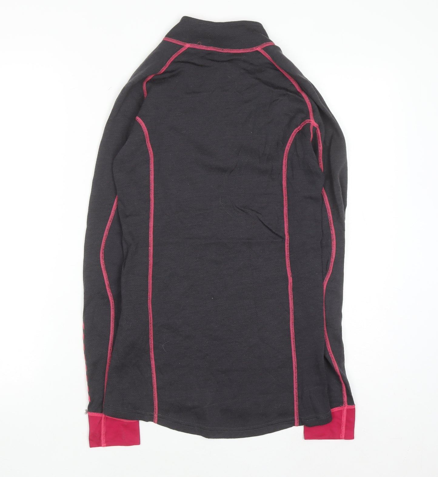 Helly Hansen Womens Black Pink Long Sleeve Pullover Sweatshirt Size L Merino Wool Blend