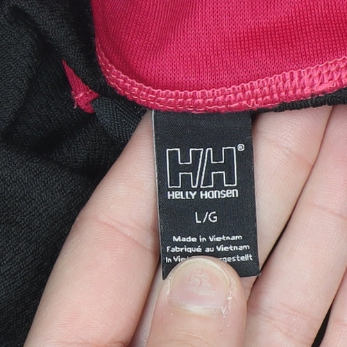 Helly Hansen Womens Black Pink Long Sleeve Pullover Sweatshirt Size L Merino Wool Blend