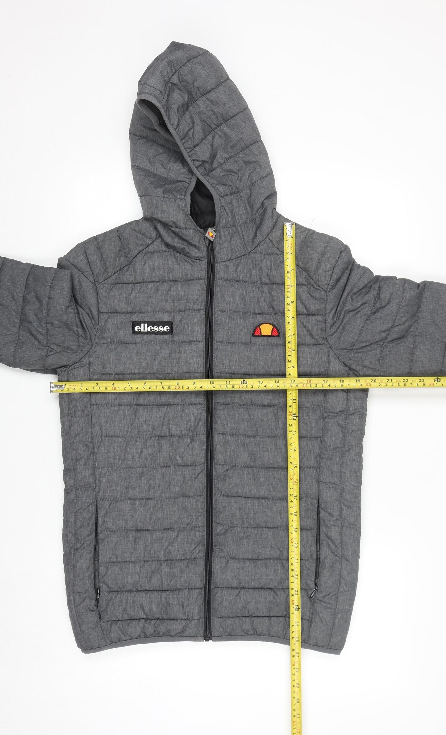 Ellesse Men's Grey XS Puffer Jacket Hooded Zip Winter Coat