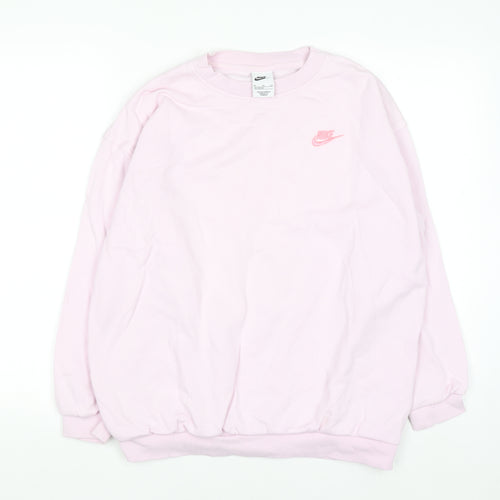 Nike Women's Pink Logo Crew Neck Pullover Sweatshirt XL