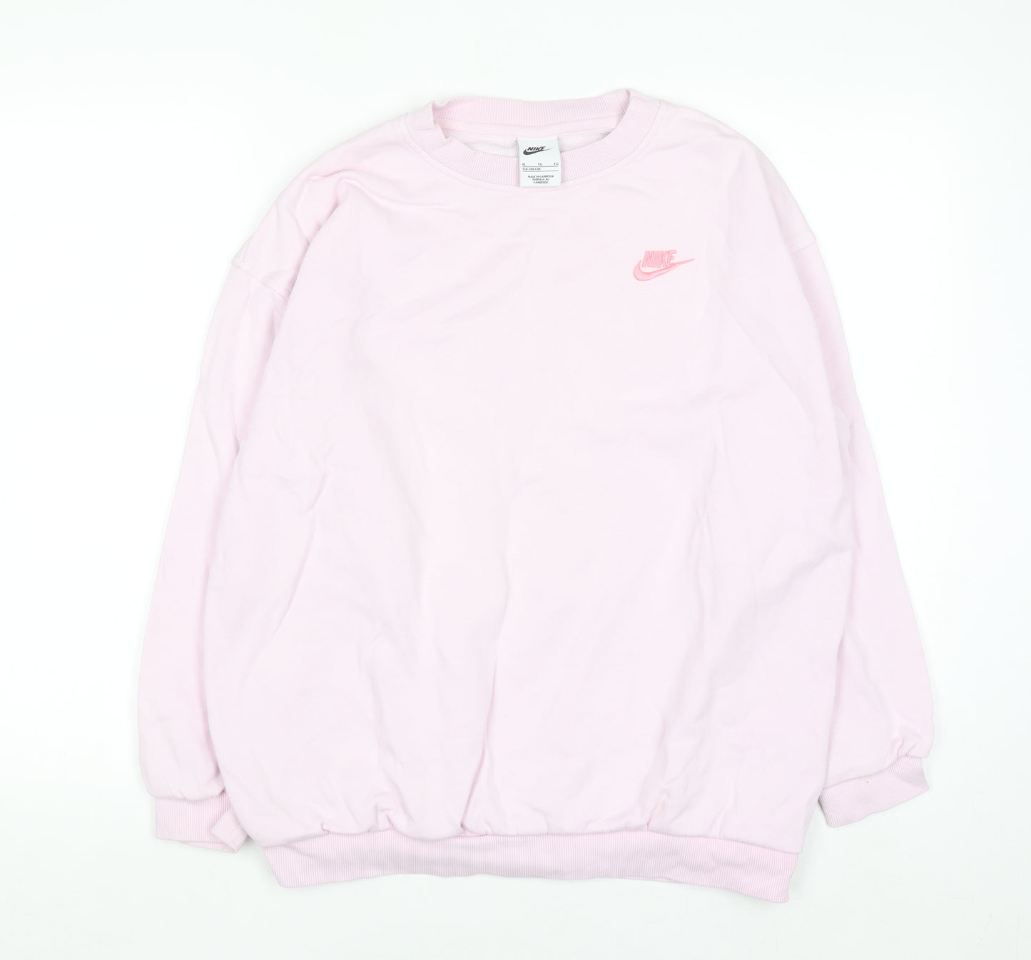 Nike Women's Pink Logo Crew Neck Pullover Sweatshirt XL