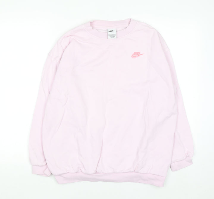Nike Women's Pink Logo Crew Neck Pullover Sweatshirt XL