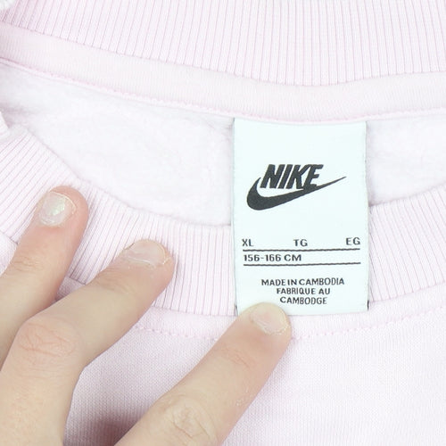 Nike Women's Pink Logo Crew Neck Pullover Sweatshirt XL