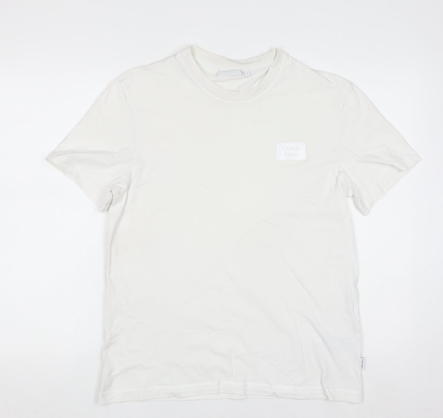 Calvin Klein Men's White Cotton Crew Neck T-Shirt Size L