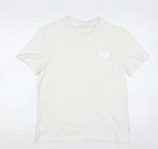 Calvin Klein Men's White Cotton Crew Neck T-Shirt Size L