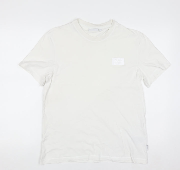Calvin Klein Men's White Cotton Crew Neck T-Shirt Size L