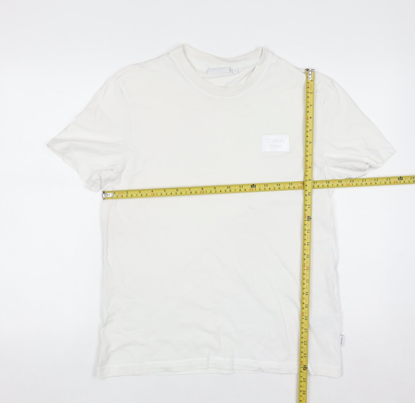 Calvin Klein Men's White Cotton Crew Neck T-Shirt Size L