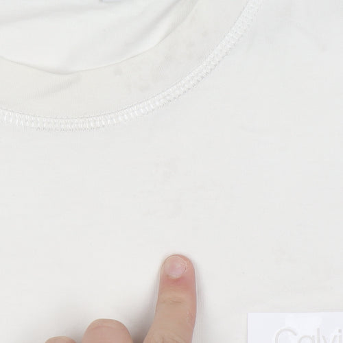 Calvin Klein Men's White Cotton Crew Neck T-Shirt Size L