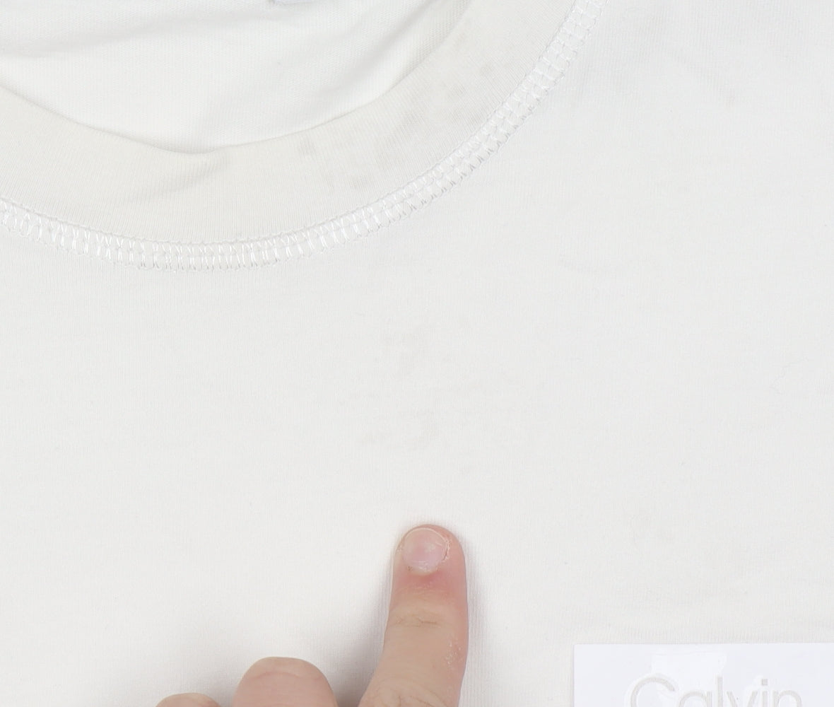 Calvin Klein Men's White Cotton Crew Neck T-Shirt Size L