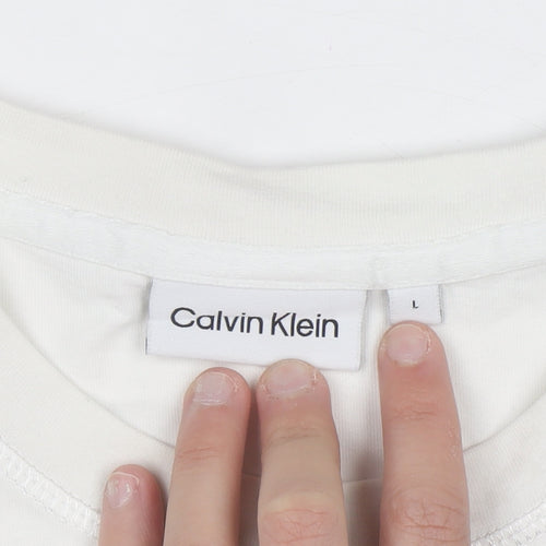 Calvin Klein Men's White Cotton Crew Neck T-Shirt Size L