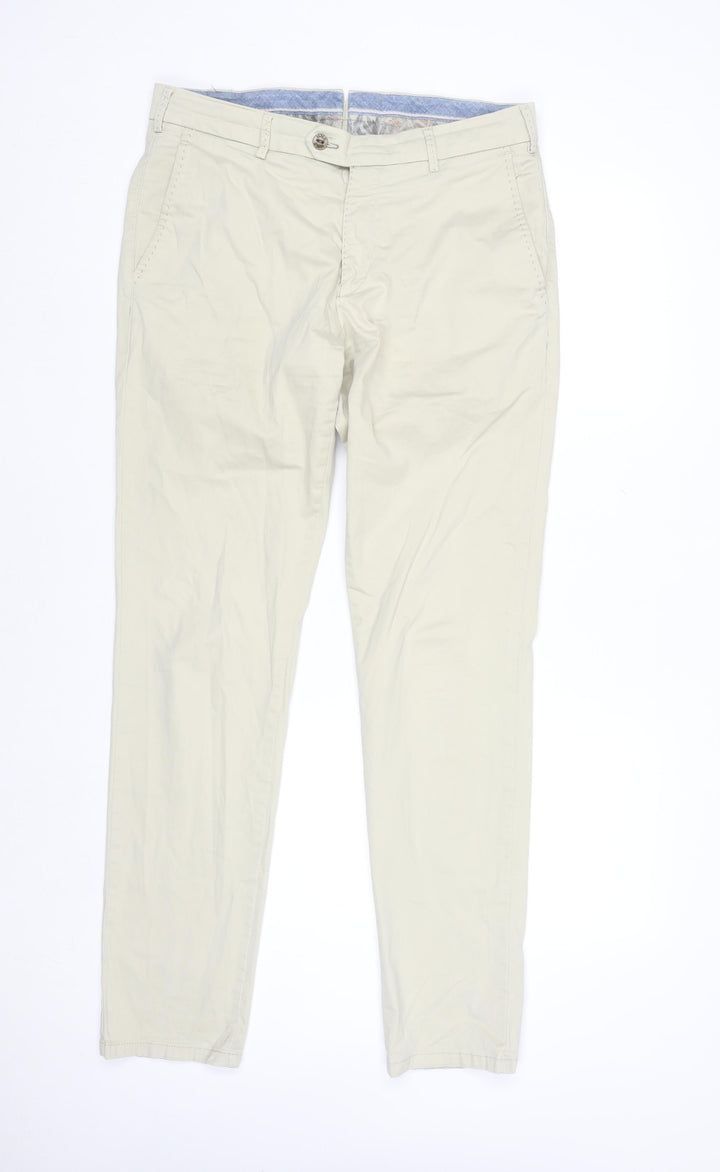 MMX Mens Beige Chino Trousers Size 32x34 Regular Fit Cotton