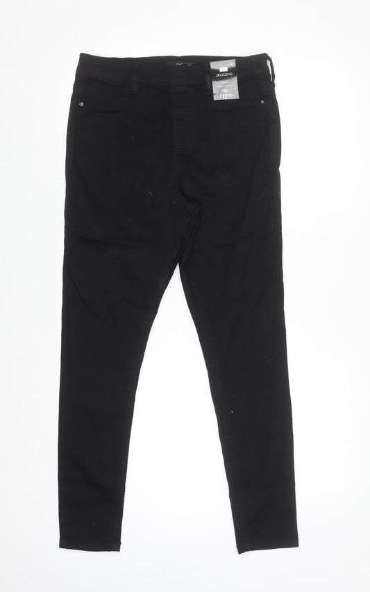 F&F Womens Black High Rise Jegging Size 12 Regular Stretch Cotton