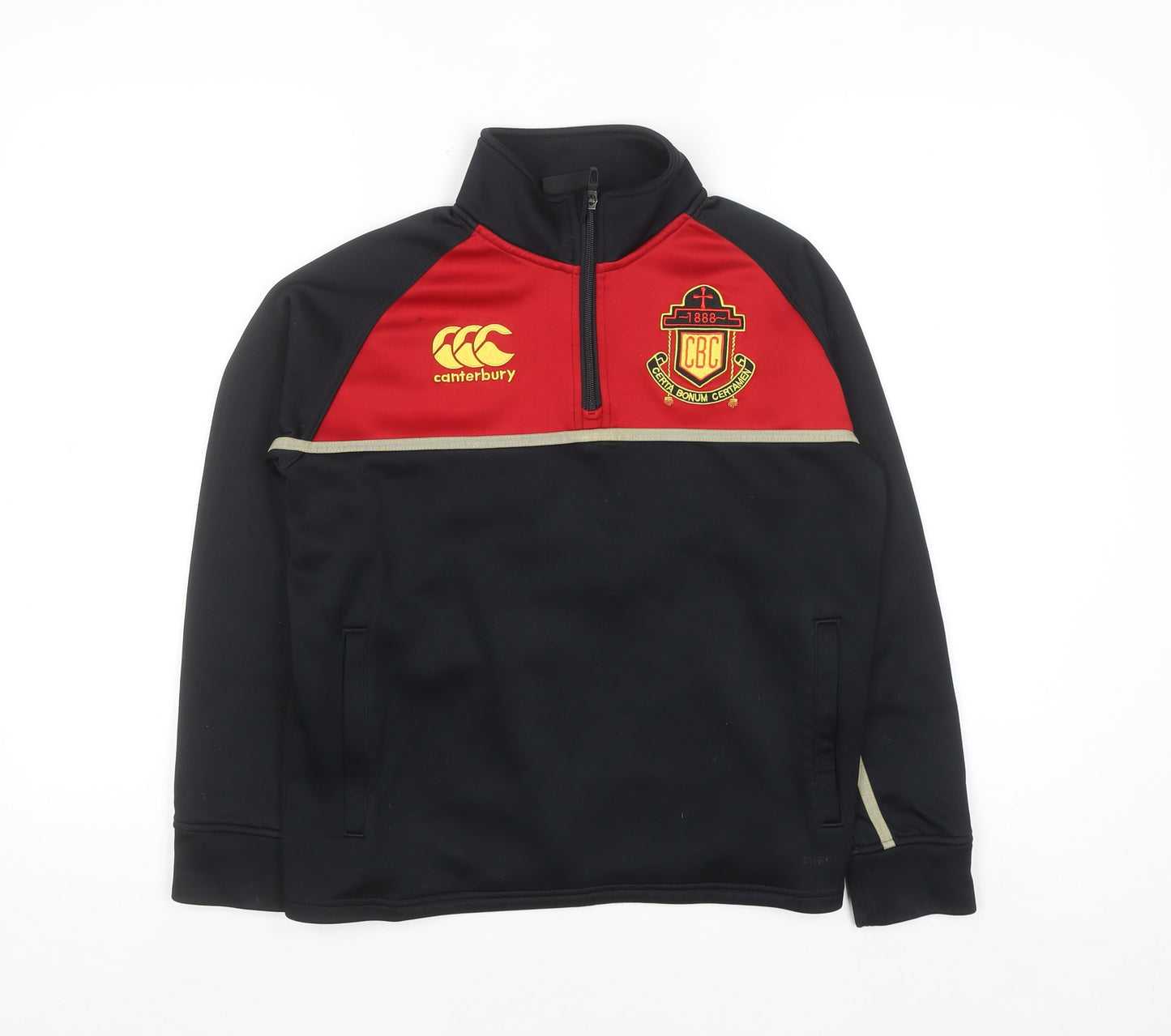 Canterbury Boys Black 12 Years 1/4 Zip Fleece Rugby Sweatshirt