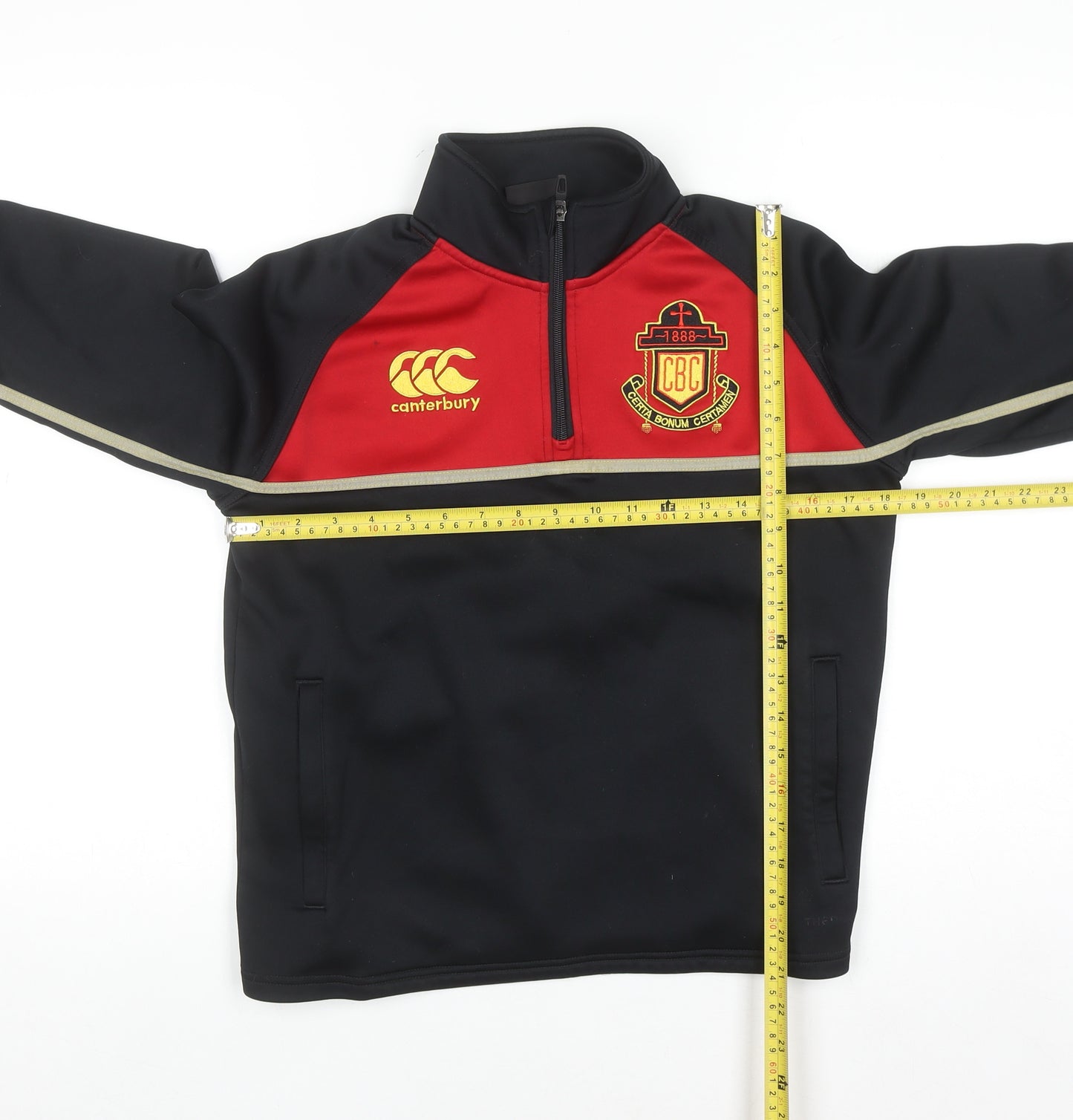 Canterbury Boys Black 12 Years 1/4 Zip Fleece Rugby Sweatshirt
