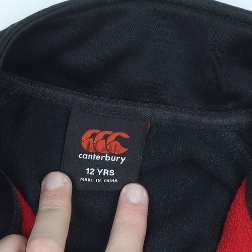 Canterbury Boys Black 12 Years 1/4 Zip Fleece Rugby Sweatshirt