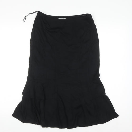 Marks and Spencer Per Una Womens Black Size 8 Flared Midi Skirt