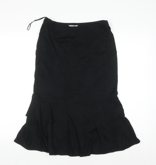 Marks and Spencer Per Una Womens Black Size 8 Flared Midi Skirt