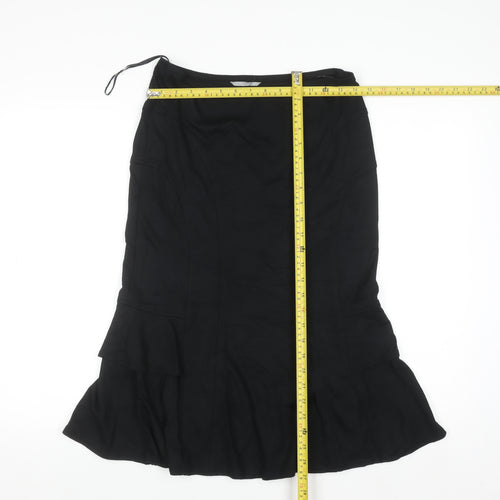 Marks and Spencer Per Una Womens Black Size 8 Flared Midi Skirt