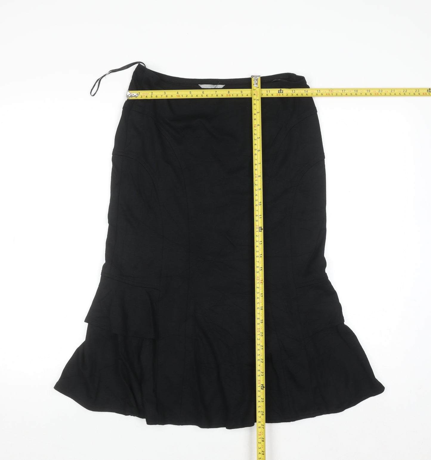 Marks and Spencer Per Una Womens Black Size 8 Flared Midi Skirt