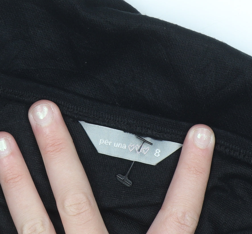 Marks and Spencer Per Una Womens Black Size 8 Flared Midi Skirt