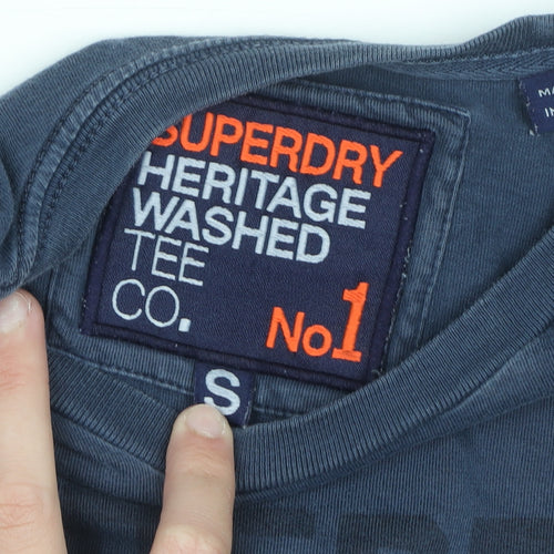 Superdry Men's Blue Heritage Washed Graphic T-Shirt Size S