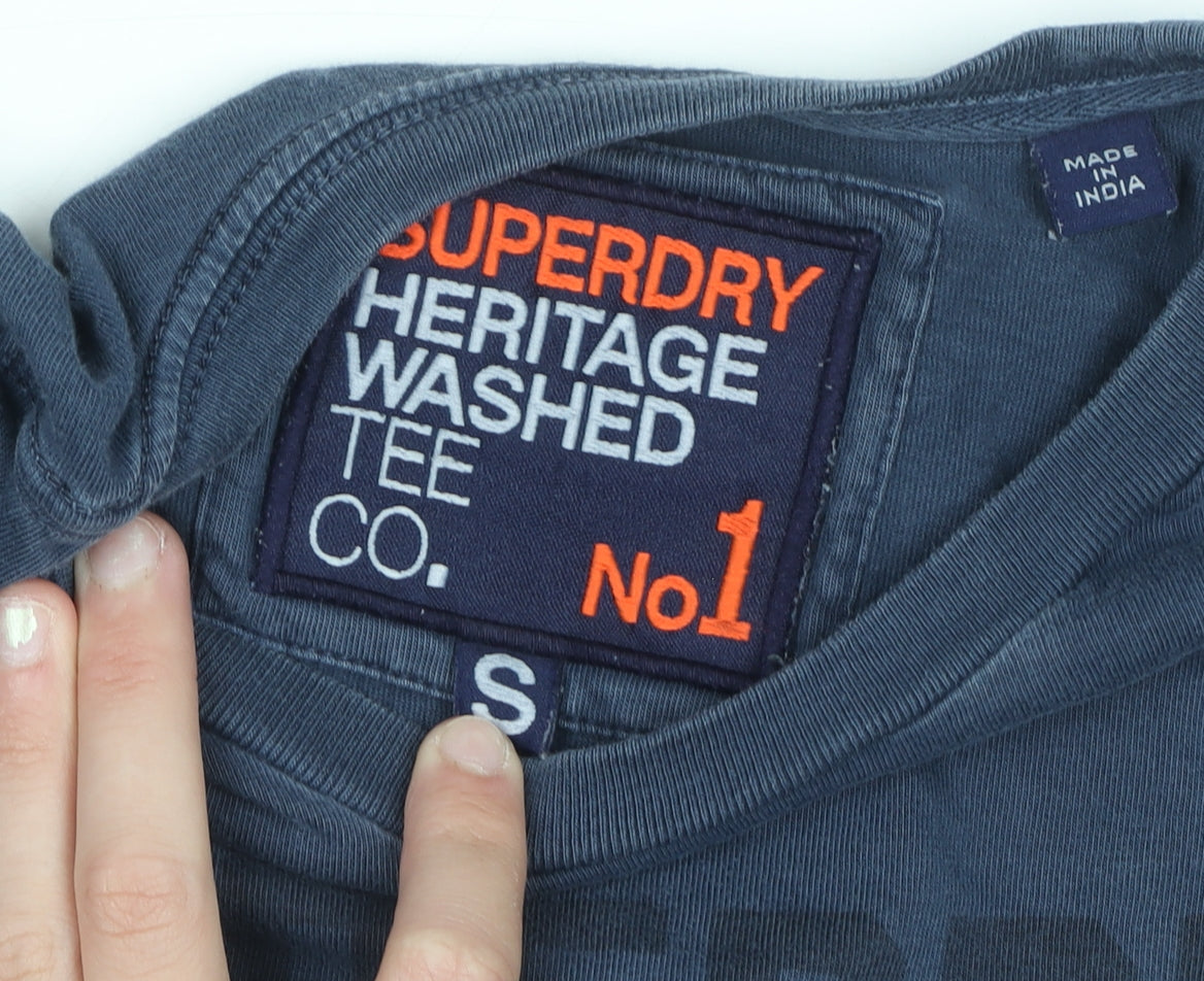 Superdry Men's Blue Heritage Washed Graphic T-Shirt Size S