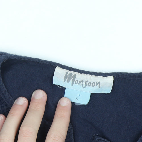 Monsoon Women’s Navy Blue Cotton Henley Jumper Size S
