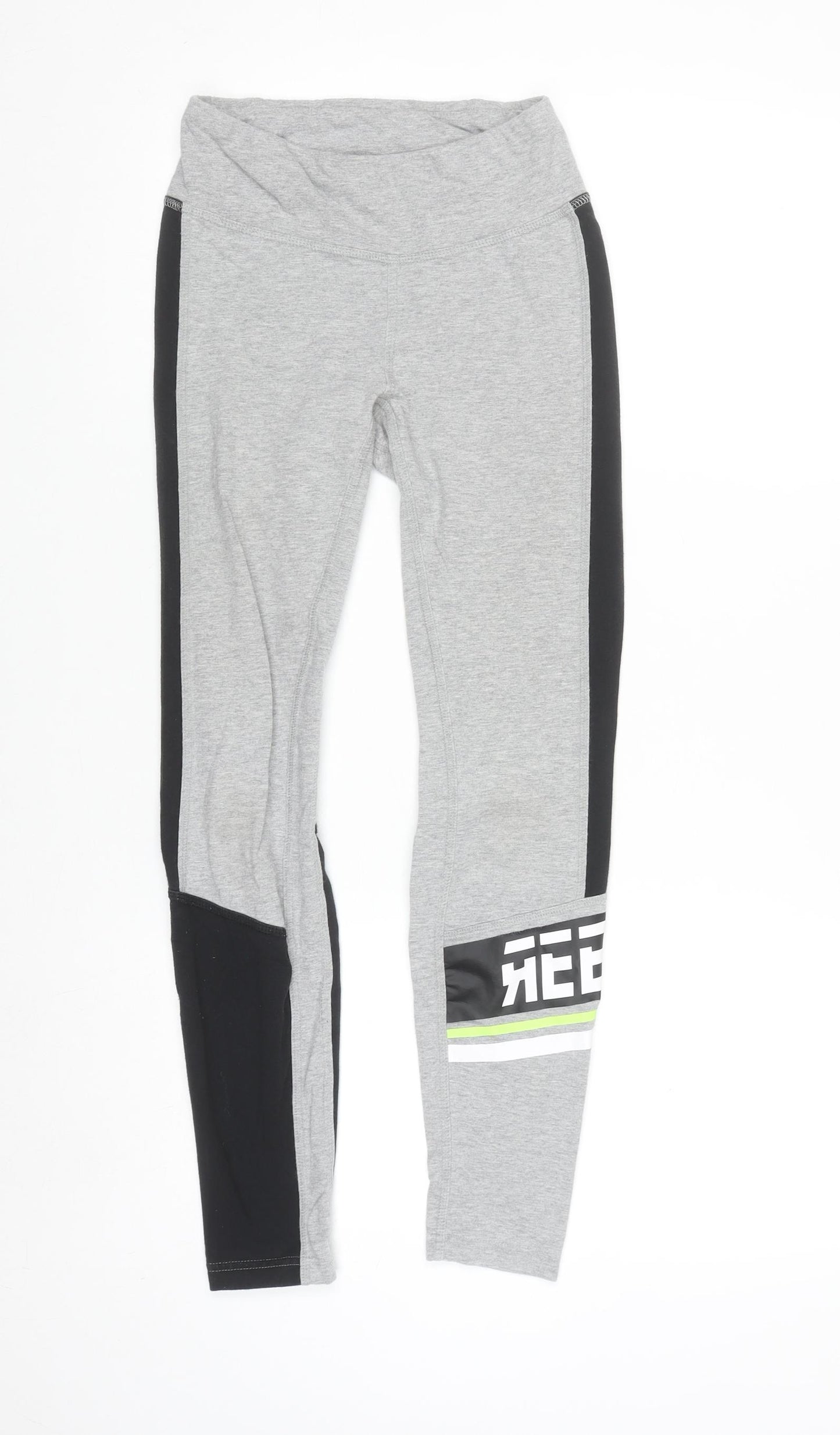 Reebok Women's Grey & Black XS Leggings with Side Stripe