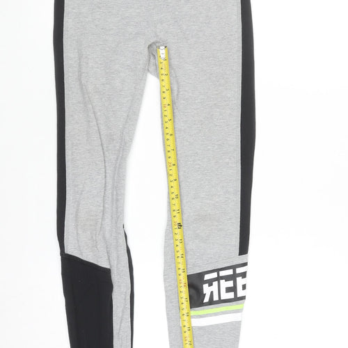 Reebok Women's Grey & Black XS Leggings with Side Stripe