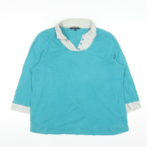 Maine New England Women's Blue 3/4 Sleeve Cotton Button-Up Top Size 18