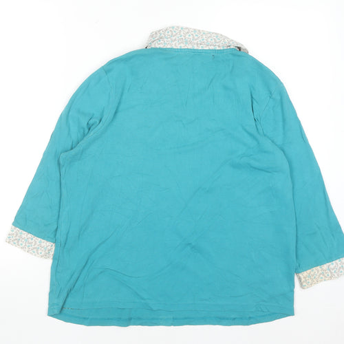 Maine New England Women's Blue 3/4 Sleeve Cotton Button-Up Top Size 18