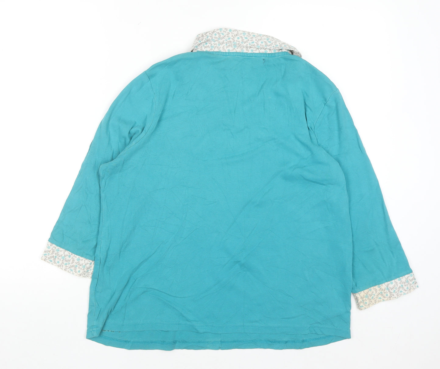 Maine New England Women's Blue 3/4 Sleeve Cotton Button-Up Top Size 18