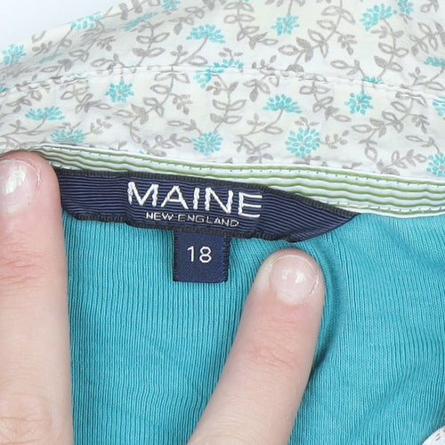 Maine New England Women's Blue 3/4 Sleeve Cotton Button-Up Top Size 18