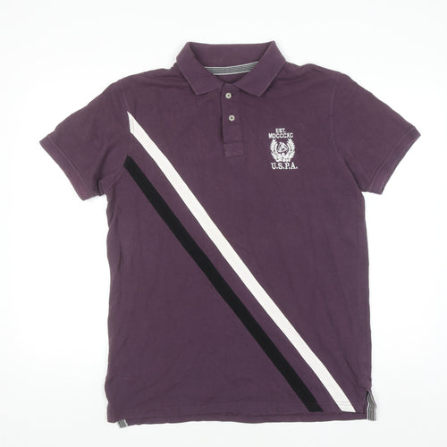 U.S. Polo Assn. Men's Purple 2XL Cotton Colourblock Polo Shirt
