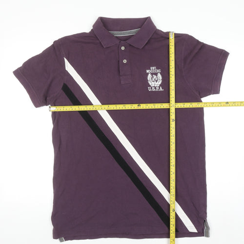 U.S. Polo Assn. Men's Purple 2XL Cotton Colourblock Polo Shirt