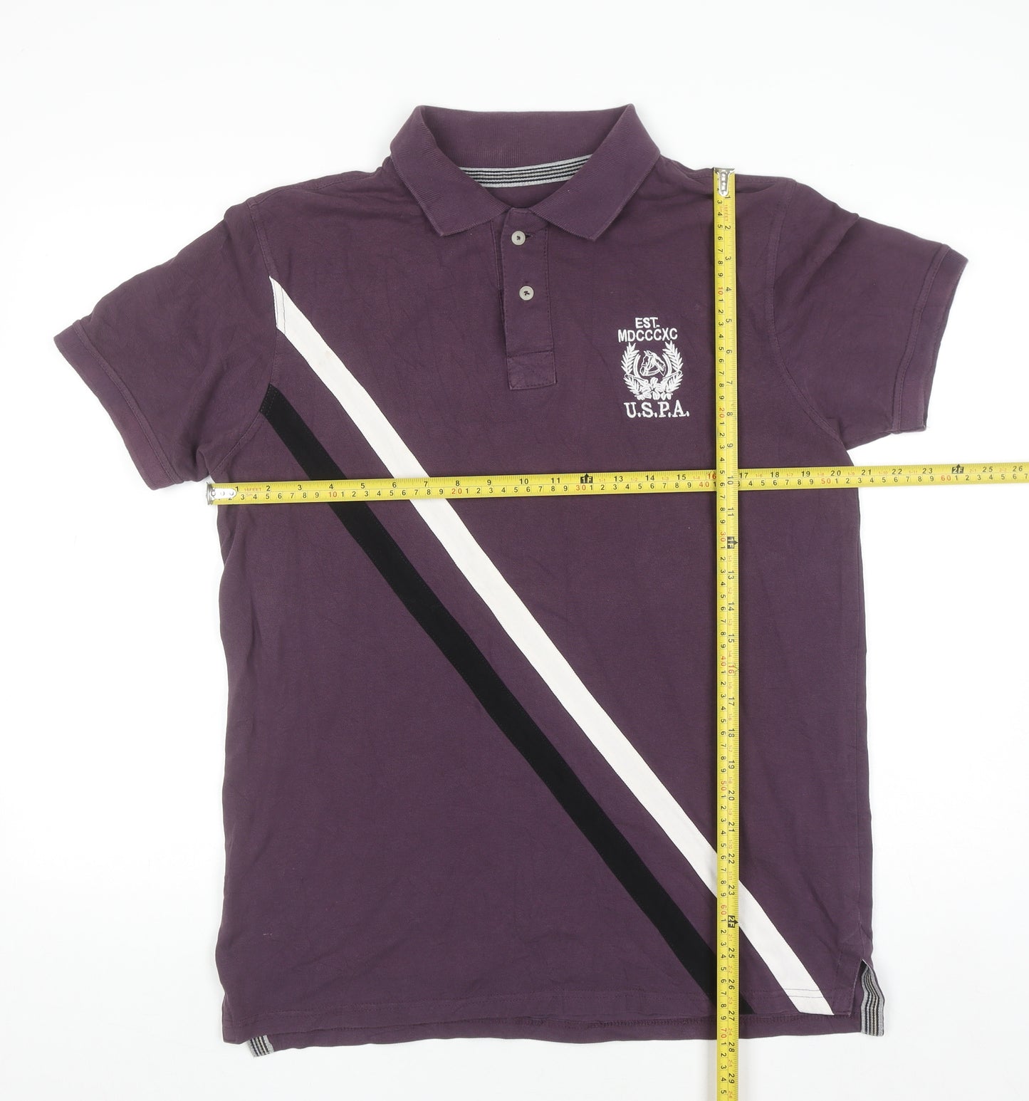 U.S. Polo Assn. Men's Purple 2XL Cotton Colourblock Polo Shirt
