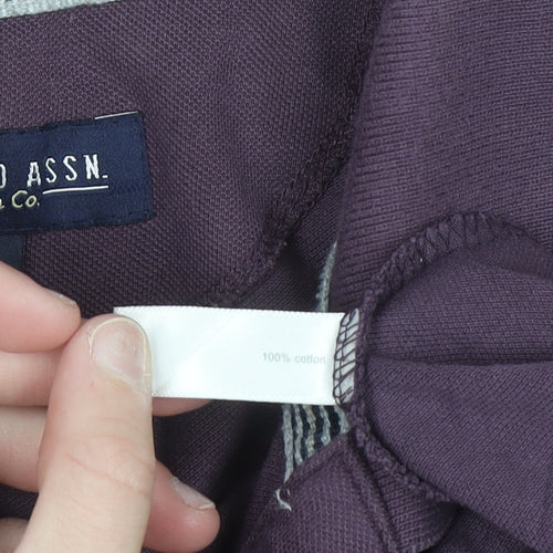 U.S. Polo Assn. Men's Purple 2XL Cotton Colourblock Polo Shirt