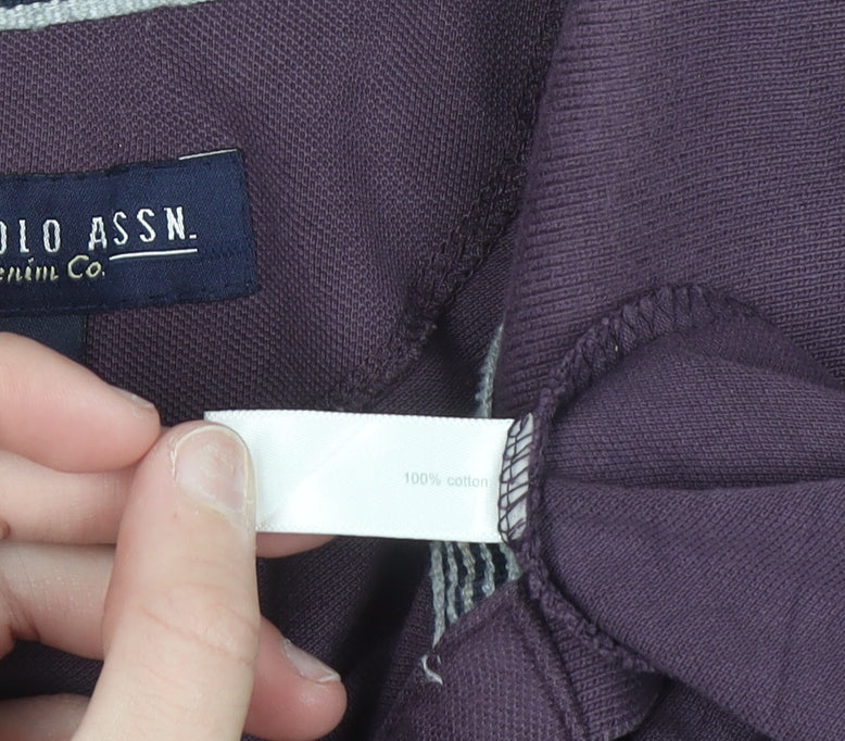 U.S. Polo Assn. Men's Purple 2XL Cotton Colourblock Polo Shirt