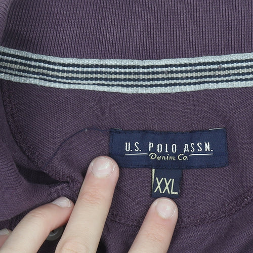 U.S. Polo Assn. Men's Purple 2XL Cotton Colourblock Polo Shirt