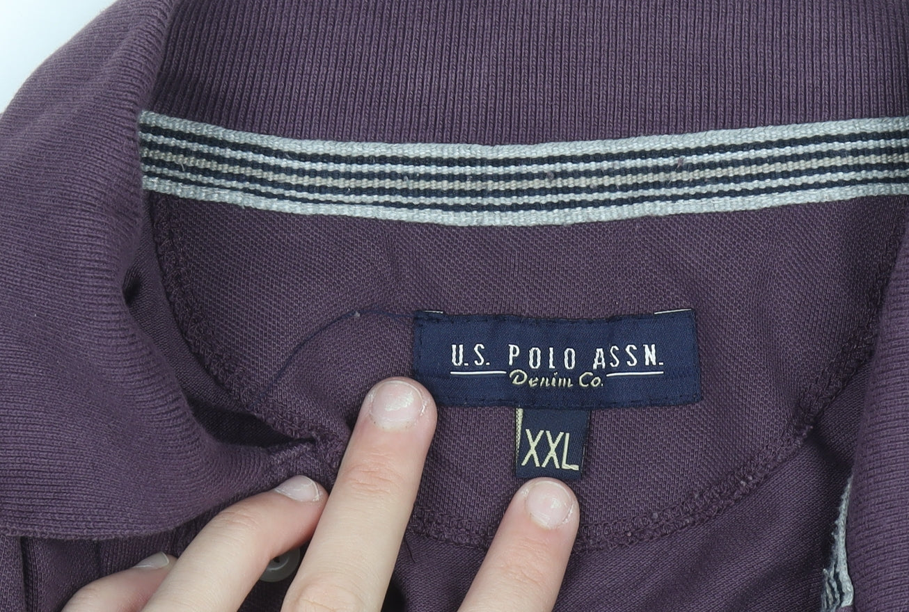 U.S. Polo Assn. Men's Purple 2XL Cotton Colourblock Polo Shirt