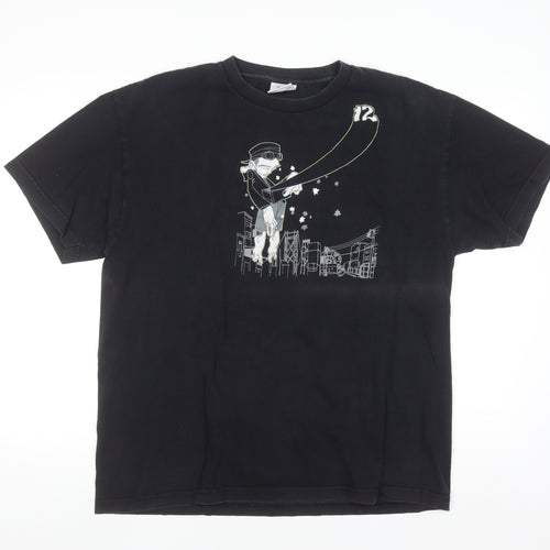 12 Grain Mens Black L Graphic Art Cotton Crew Neck T-Shirt