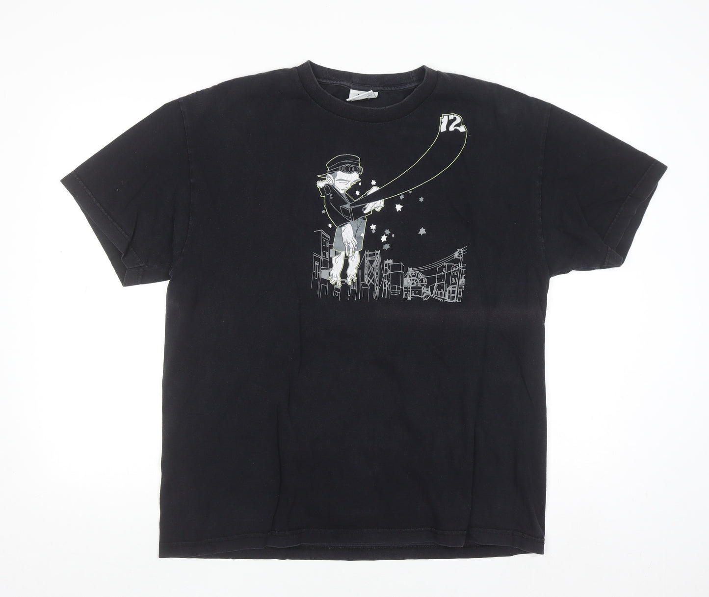 12 Grain Mens Black L Graphic Art Cotton Crew Neck T-Shirt