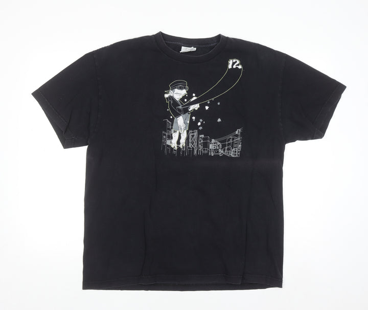 12 Grain Mens Black L Graphic Art Cotton Crew Neck T-Shirt