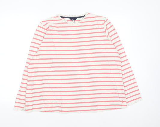 Joules Women Pink Striped Cotton Long Sleeve Pullover Jumper Size 20